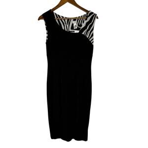Cache 6 Black White Zebra Print Bodycon Dress Elegant Cocktail Party Chic NEW